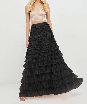 Amazon.com: Womens Tiered Tulle Long Skirt A Line High Waist